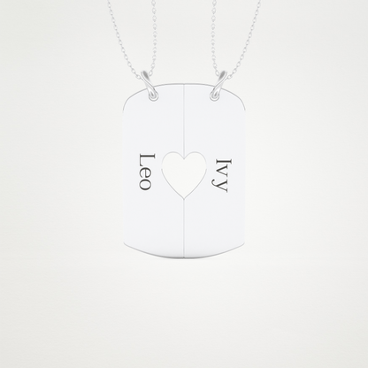 Custom Engraved Split Heart Pendant Necklace – 14K/18K Gold & 925 Silver 1