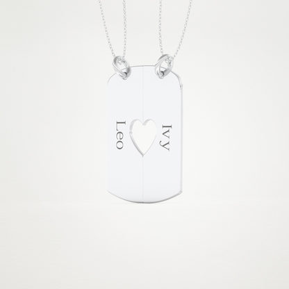 Custom Engraved Split Heart Pendant Necklace – 14K/18K Gold & 925 Silver 2