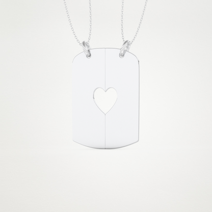 Custom Engraved Split Heart Pendant Necklace – 14K/18K Gold & 925 Silver 3
