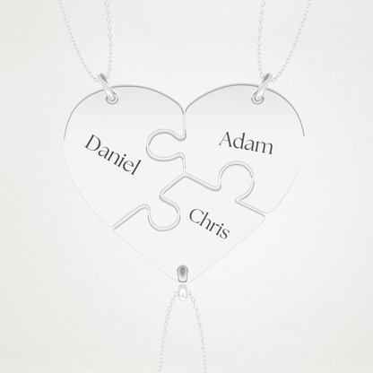 Custom Engraved Split Hearts Pendant Necklace – 14K/18K Gold & 925 Silver 1