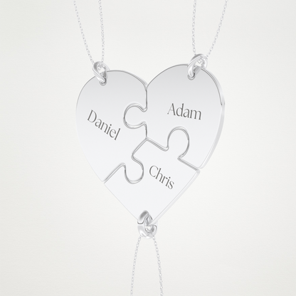 Custom Engraved Split Hearts Pendant Necklace – 14K/18K Gold & 925 Silver 3