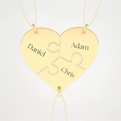 Custom Engraved Split Hearts Pendant Necklace – 14K/18K Gold & 925 Silver 7