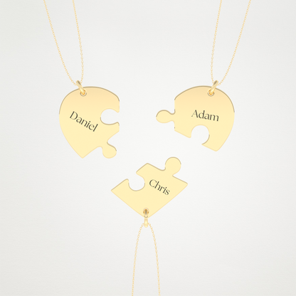 Custom Engraved Split Hearts Pendant Necklace – 14K/18K Gold & 925 Silver 8