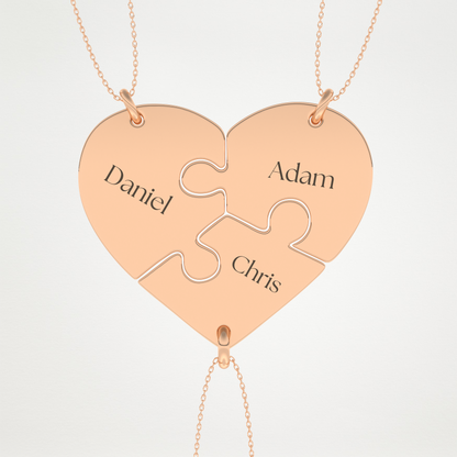 Custom Engraved Split Hearts Pendant Necklace – 14K/18K Gold & 925 Silver 13