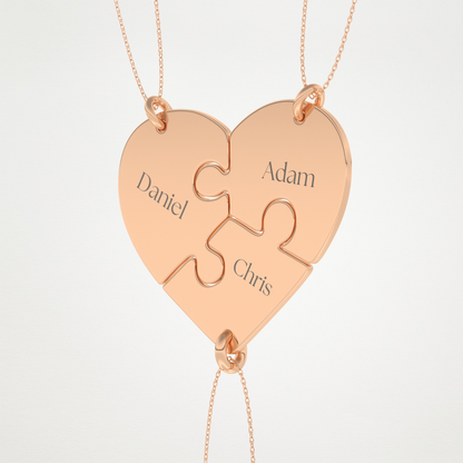 Custom Engraved Split Hearts Pendant Necklace – 14K/18K Gold & 925 Silver 15