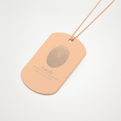 Custom Personalized Fingerprint Pendant Necklace – 14K/18K Gold & 925 Silver 15