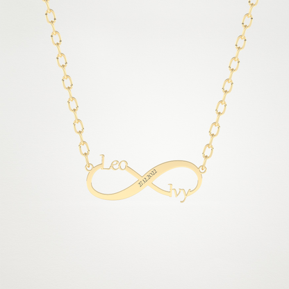 Custom Engraved Infinity Pendant Necklace – 14K/18K Gold & 925 Silver 7