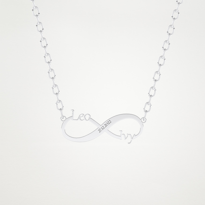 Custom Engraved Infinity Pendant Necklace – 14K/18K Gold & 925 Silver 1