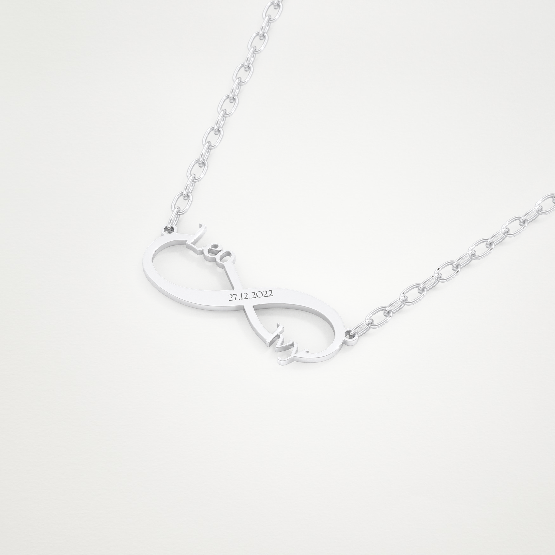 Custom Engraved Infinity Pendant Necklace – 14K/18K Gold & 925 Silver 5