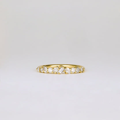 0.38 TCW Baguette, Pear, Oval & Round Shaped Half Eternity Moissanite Wedding Band