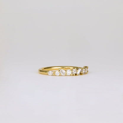 0.38 TCW Baguette, Pear, Oval & Round Shaped Half Eternity Moissanite Wedding Band