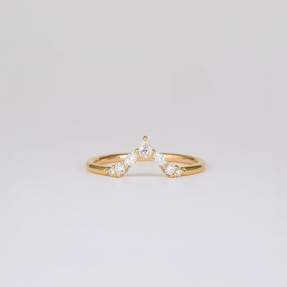 0.17 TCW Round Shaped V-Shape Moissanite Wedding Band