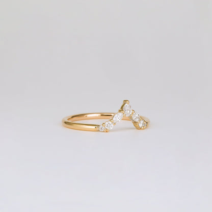 0.17 TCW Round Shaped V-Shape Moissanite Wedding Band