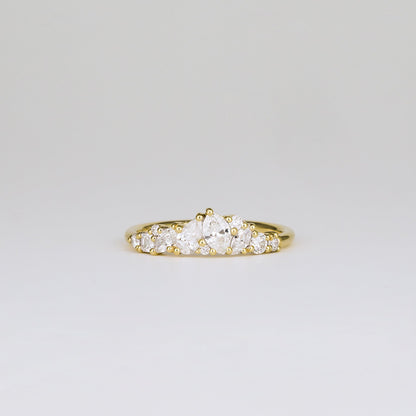 0.61 TCW Baguette, Pear, Marquise & Round Shaped Multi Stone Moissanite Wedding Band