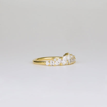 0.61 TCW Baguette, Pear, Marquise & Round Shaped Multi Stone Moissanite Wedding Band