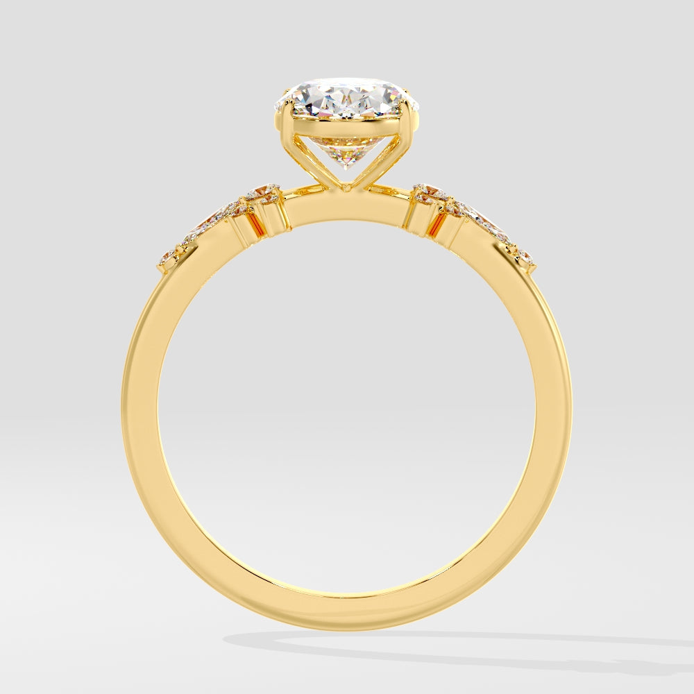 Marquise Shaped Three Stone Lab Grown Diamond Engagement Ring