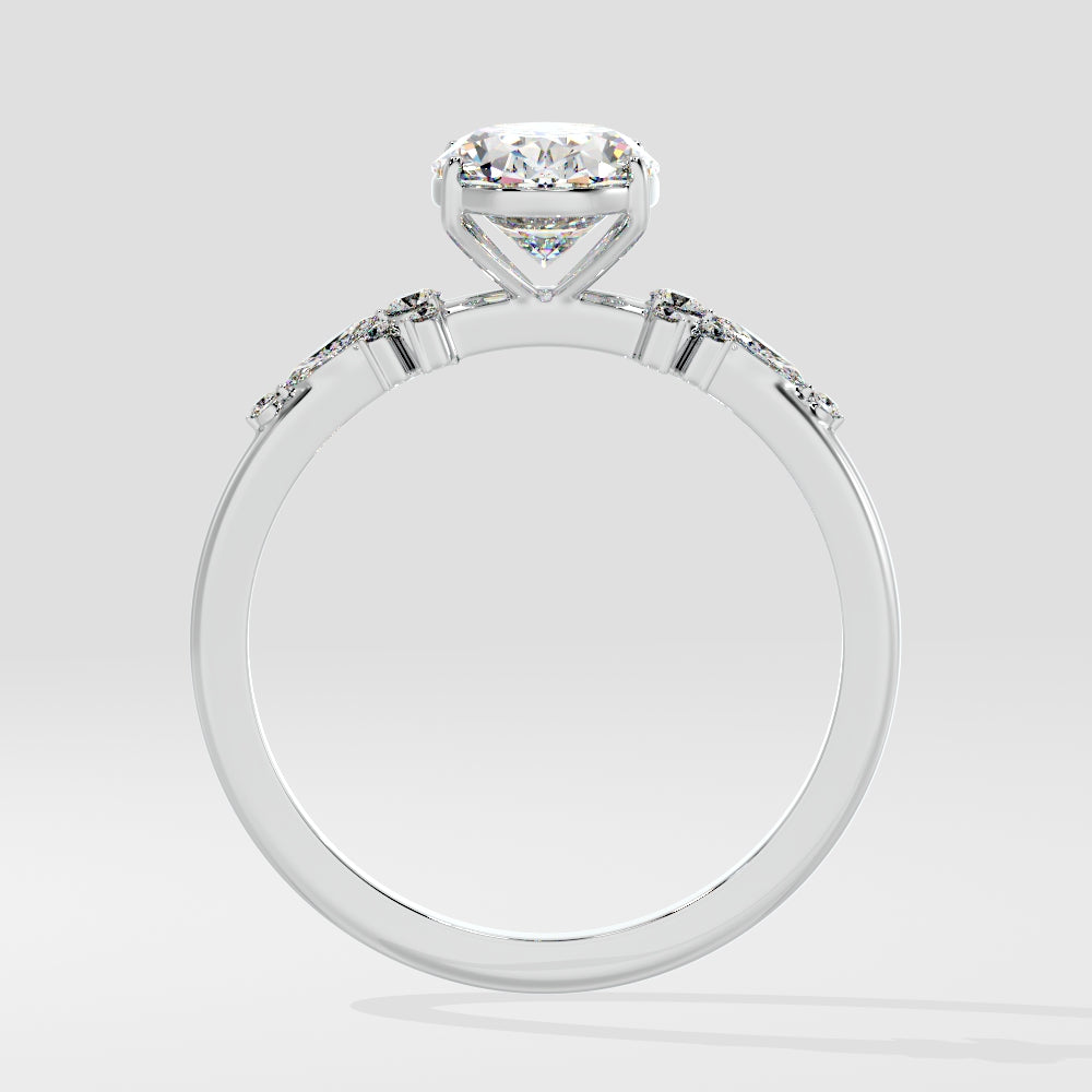 Marquise Shaped Three Stone Lab Grown Diamond Engagement Ring
