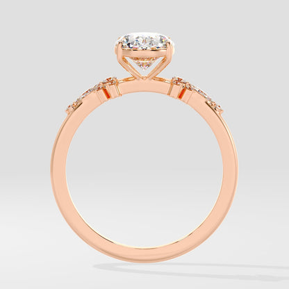 Marquise Shaped Three Stone Lab Grown Diamond Engagement Ring