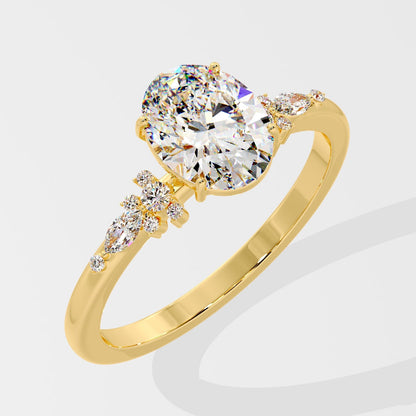 Marquise Shaped Three Stone Lab Grown Diamond Engagement Ring