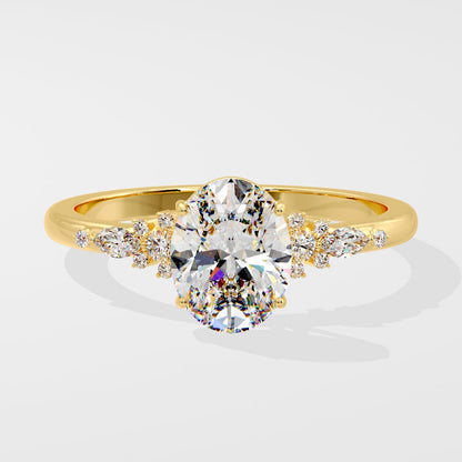Marquise Shaped Three Stone Lab Grown Diamond Engagement Ring