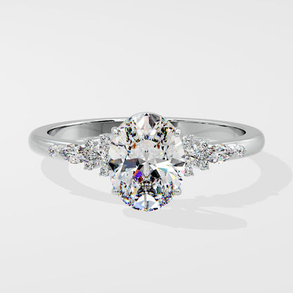 Marquise Shaped Three Stone Lab Grown Diamond Engagement Ring