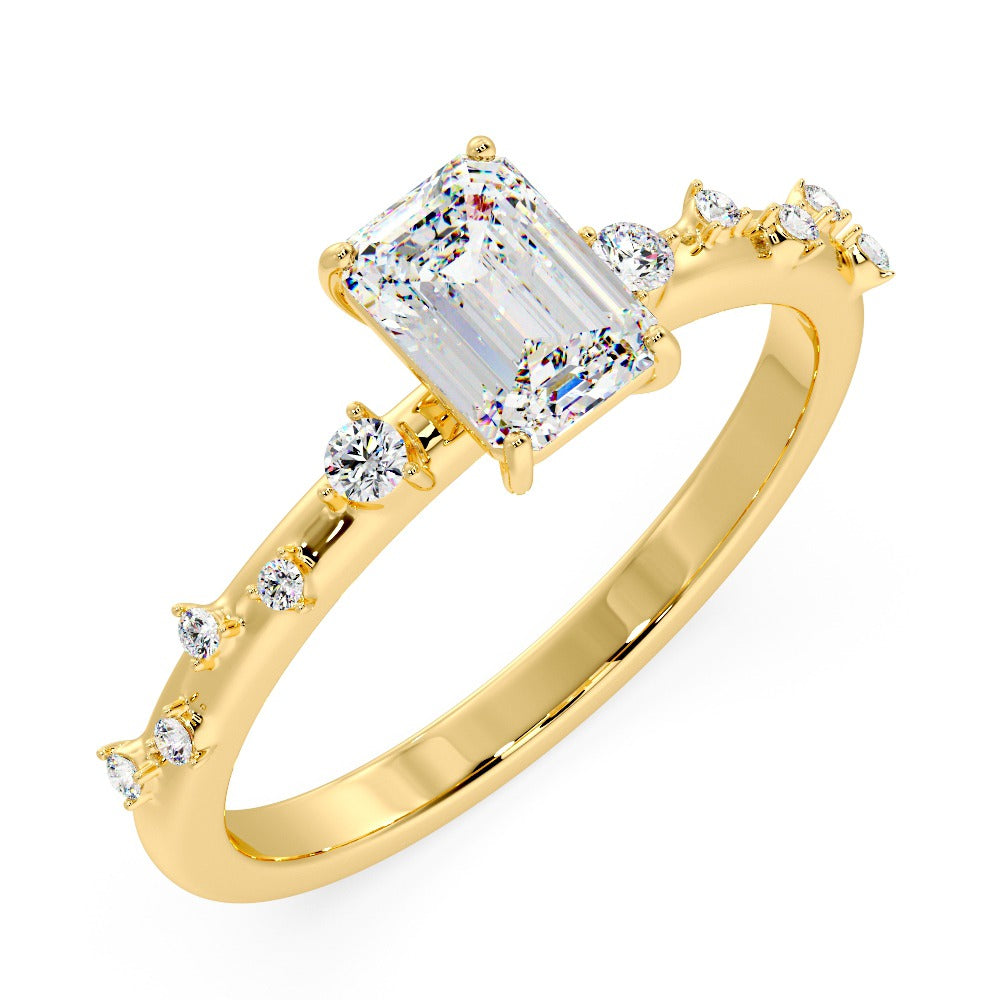 Marquise Shaped Three Stone Lab Grown Diamond Engagement Ring