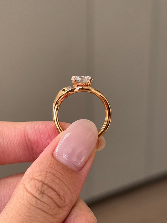 Marquise Shaped Three Stone Lab Grown Diamond Engagement Ring