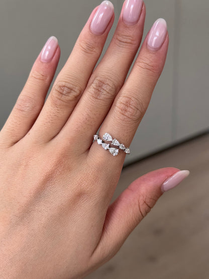 Marquise Shaped Three Stone Lab Grown Diamond Engagement Ring