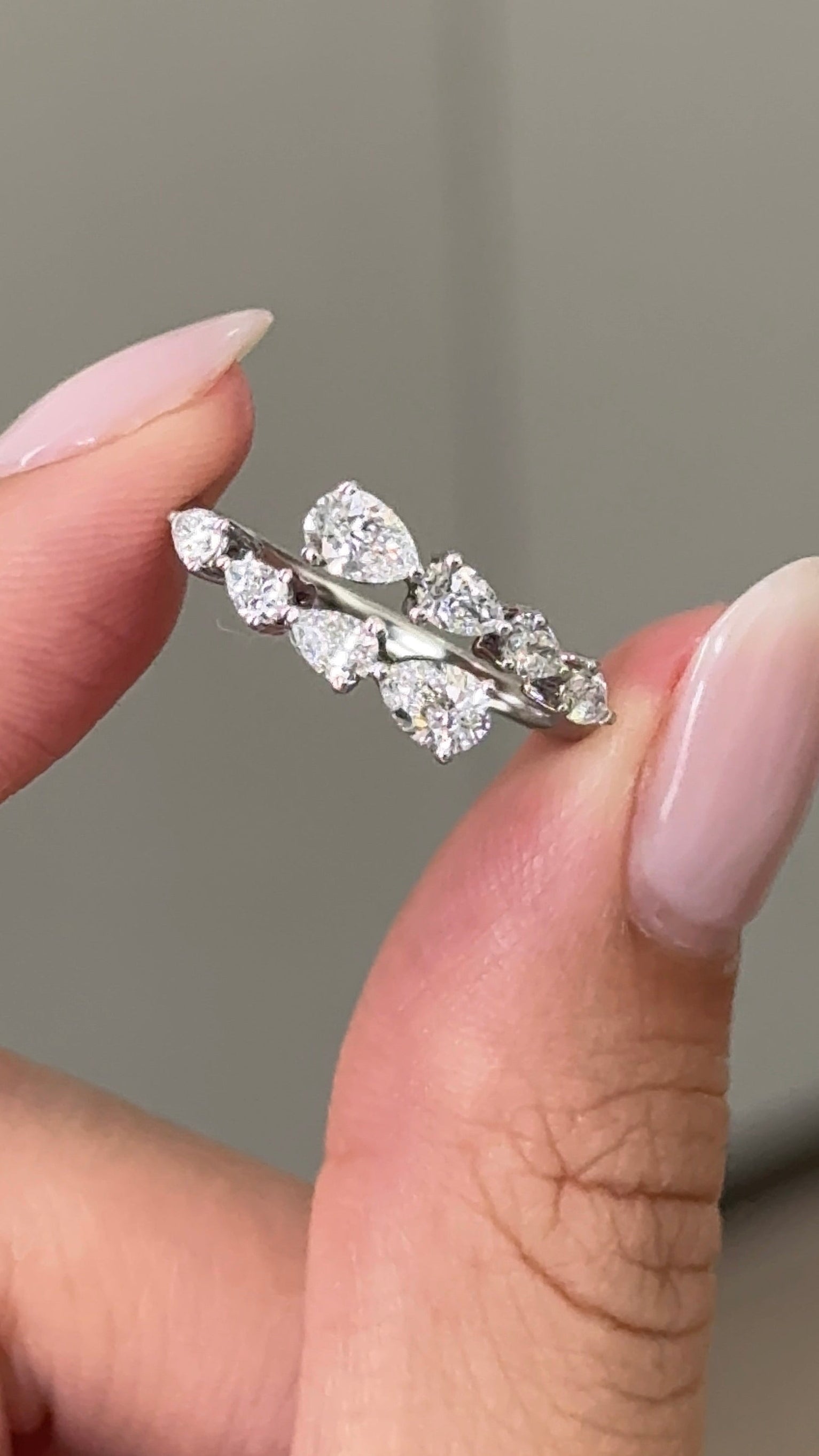 Marquise Shaped Three Stone Lab Grown Diamond Engagement Ring