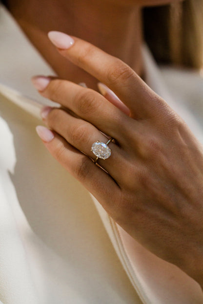 2.9 Carats Emerald Pave Styled Moissanite Engagement Ring