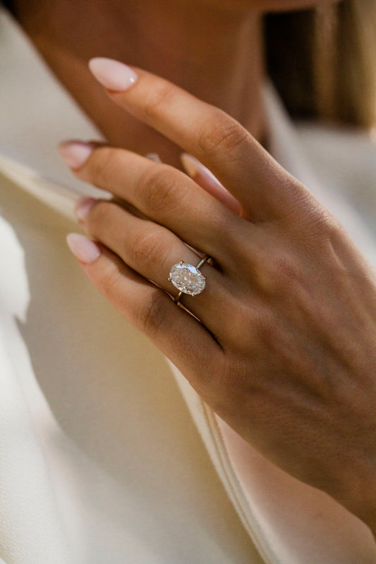 2.9 Carats Emerald Pave Styled Moissanite Engagement Ring