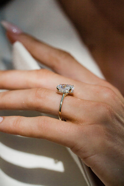 2.9 Carats Emerald Pave Styled Moissanite Engagement Ring
