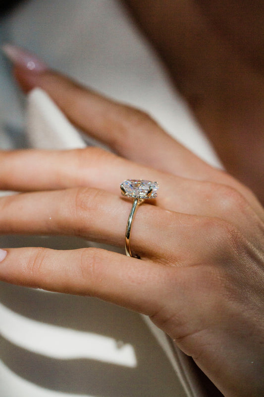 2.9 Carats Emerald Pave Styled Moissanite Engagement Ring