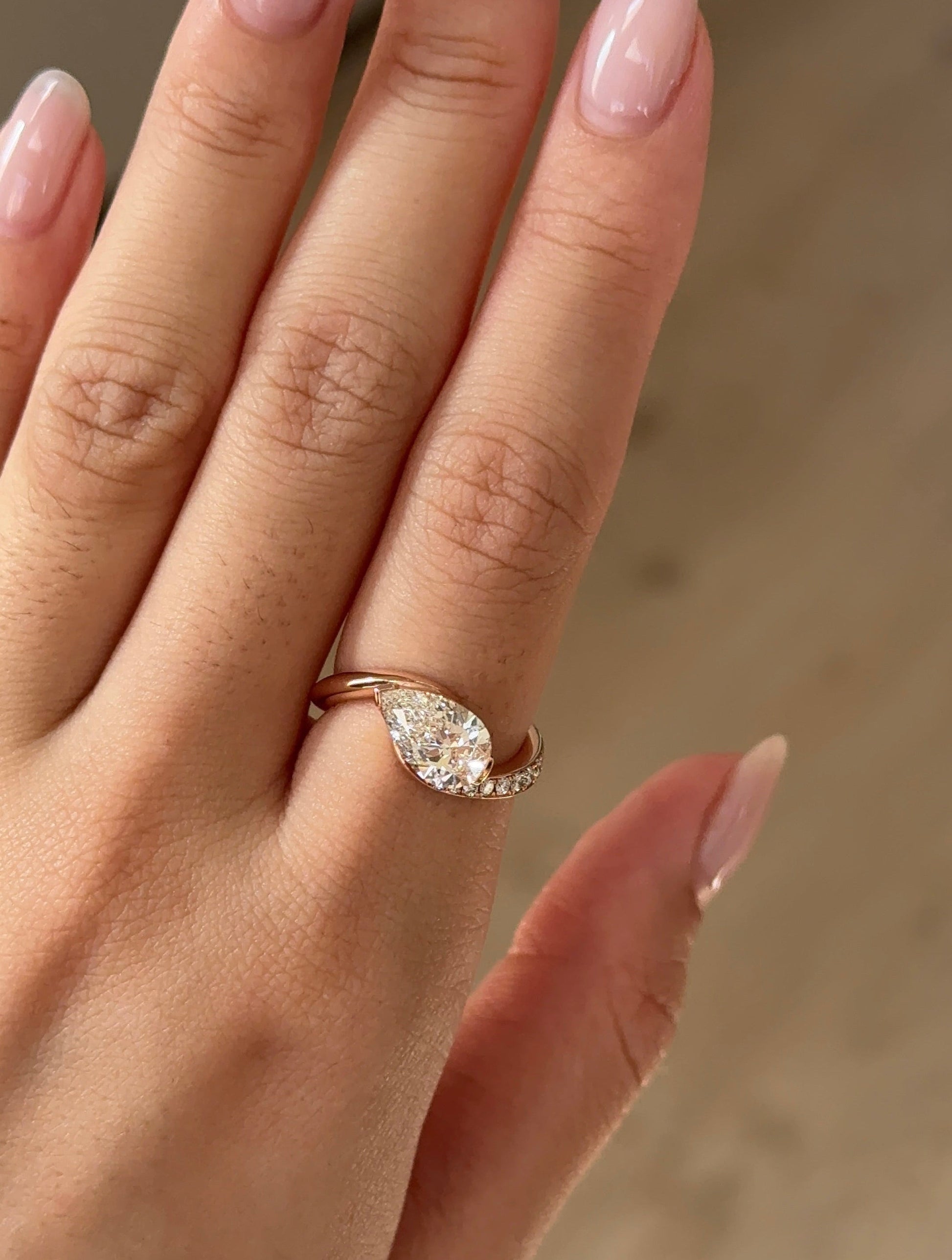 Marquise Shaped Three Stone Lab Grown Diamond Engagement Ring
