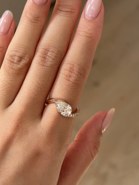 Marquise Shaped Three Stone Lab Grown Diamond Engagement Ring