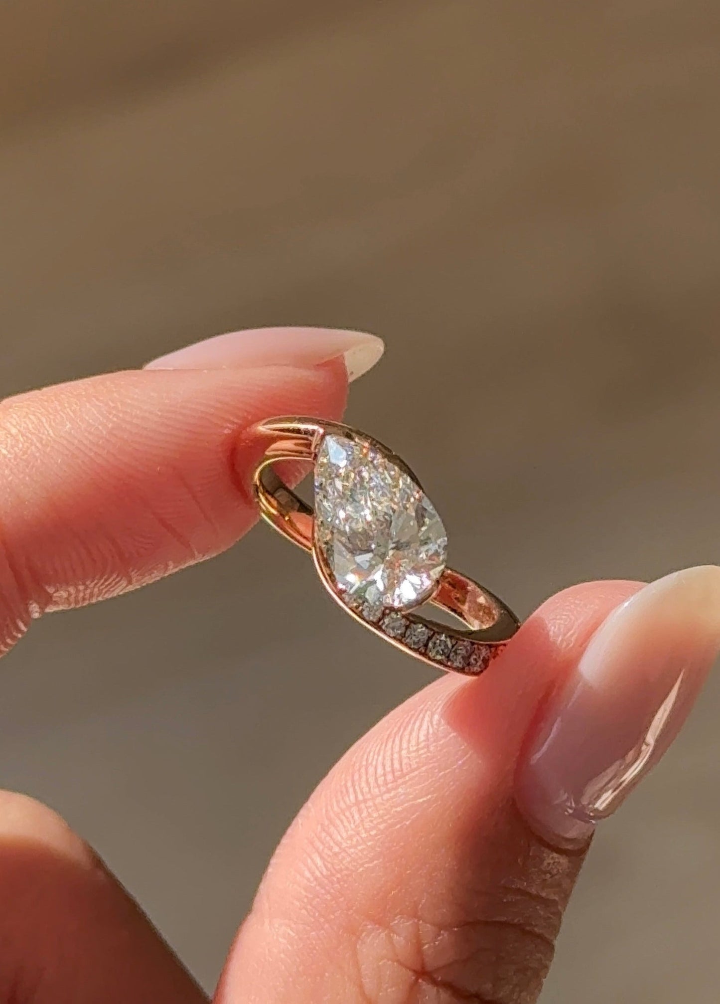 Marquise Shaped Three Stone Lab Grown Diamond Engagement Ring