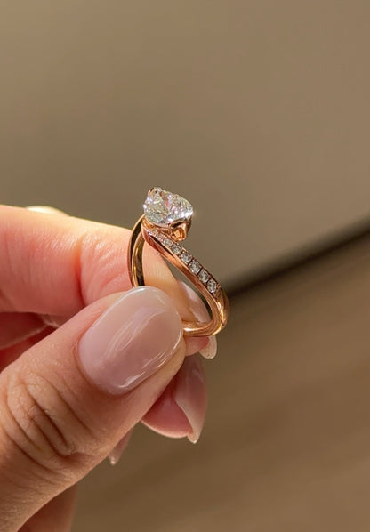 Marquise Shaped Three Stone Lab Grown Diamond Engagement Ring