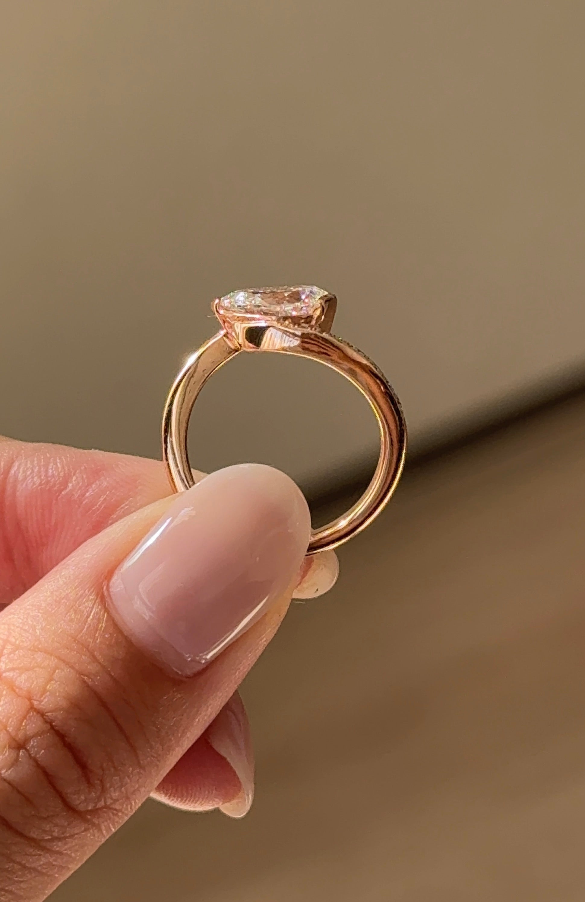 Marquise Shaped Three Stone Lab Grown Diamond Engagement Ring