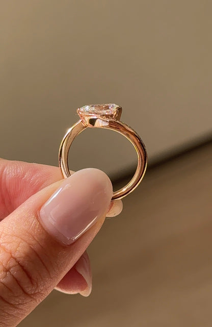 Marquise Shaped Three Stone Lab Grown Diamond Engagement Ring