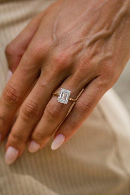 2.9 Carats Emerald Pave Styled Moissanite Engagement Ring