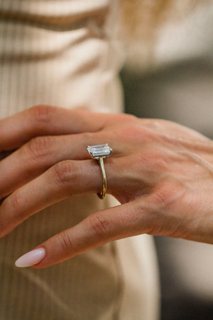 2.9 Carats Emerald Pave Styled Moissanite Engagement Ring