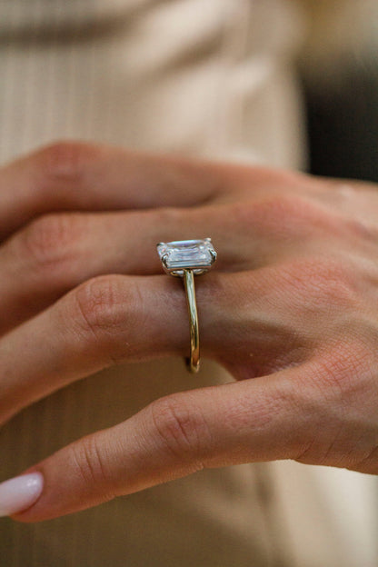 2.9 Carats Emerald Pave Styled Moissanite Engagement Ring