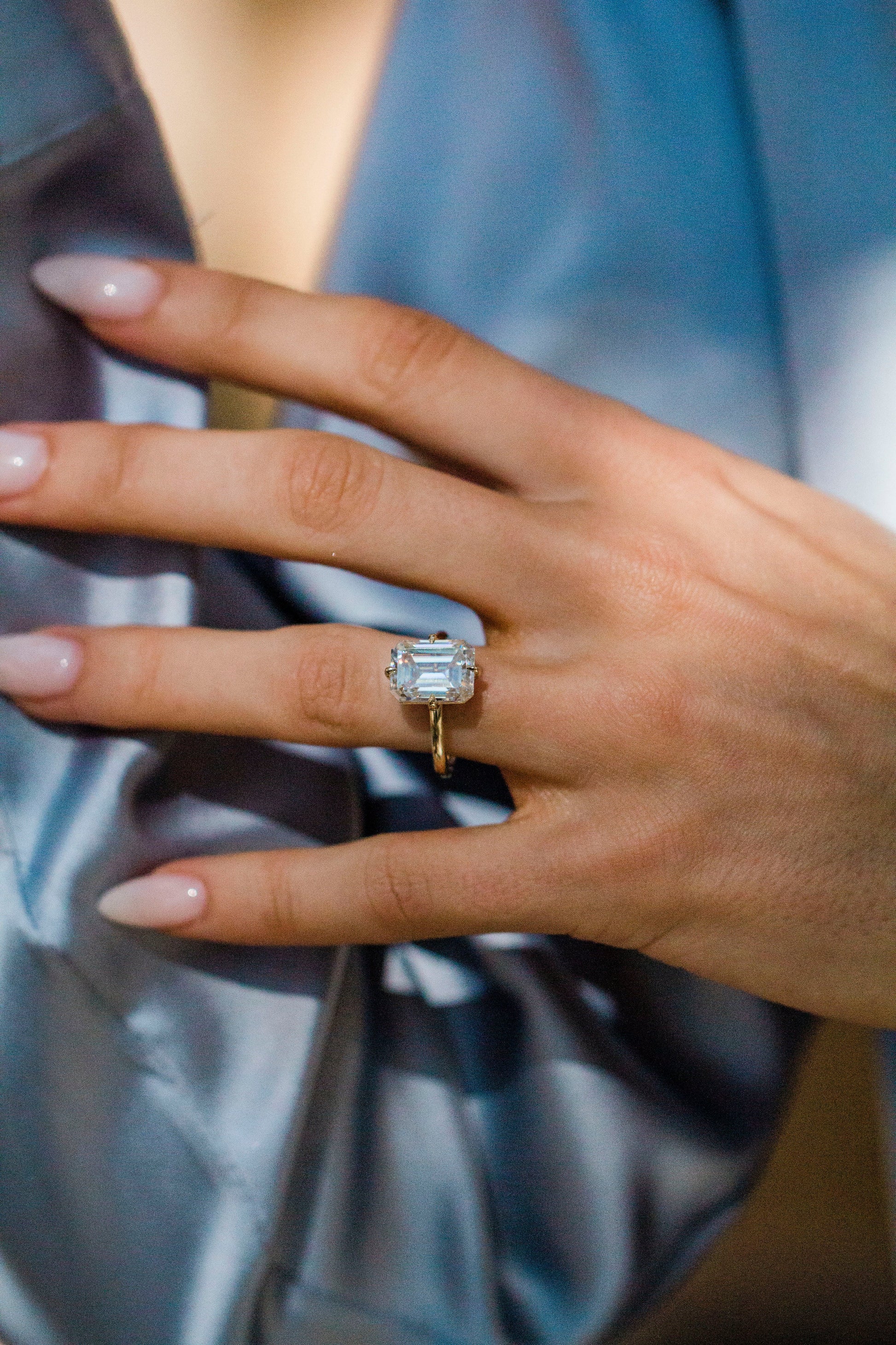 2.9 Carats Emerald Pave Styled Moissanite Engagement Ring