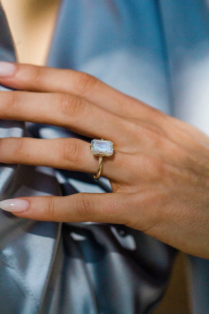 2.9 Carats Emerald Pave Styled Moissanite Engagement Ring