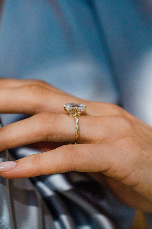 2.9 Carats Emerald Pave Styled Moissanite Engagement Ring