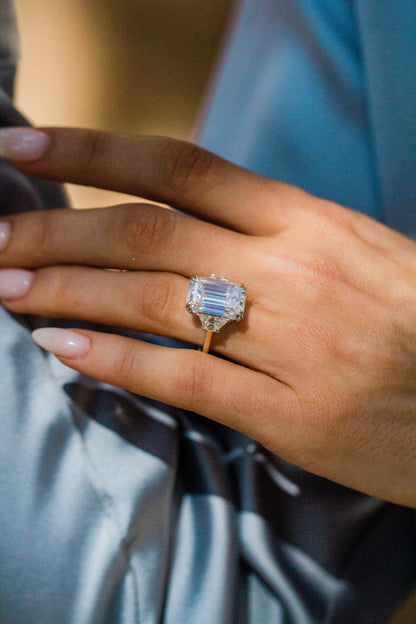 2.9 Carats Emerald Pave Styled Moissanite Engagement Ring
