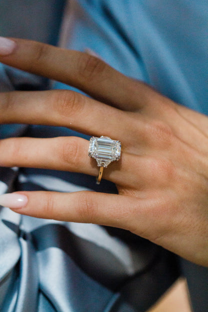 2.9 Carats Emerald Pave Styled Moissanite Engagement Ring