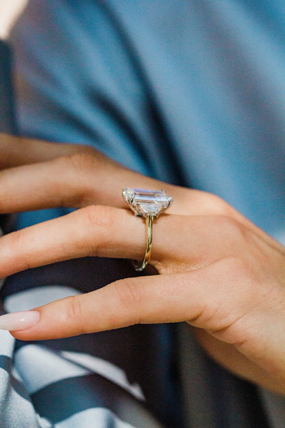 2.9 Carats Emerald Pave Styled Moissanite Engagement Ring