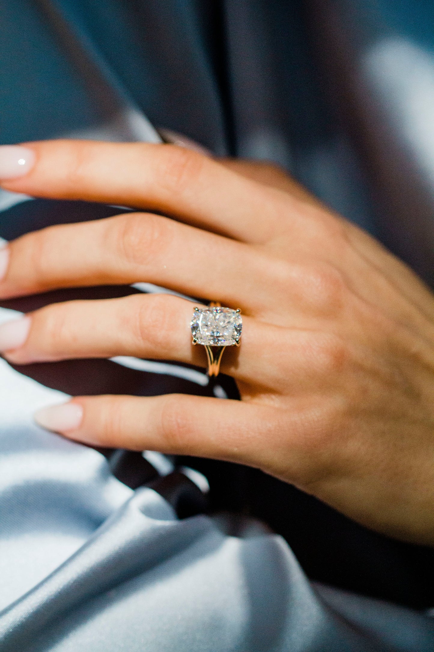 2.9 Carats Emerald Pave Styled Moissanite Engagement Ring