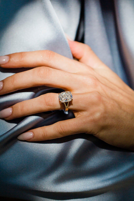 2.9 Carats Emerald Pave Styled Moissanite Engagement Ring